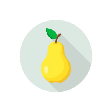 Pear icon flat vector sign isolated on circle background. Vector illustration.