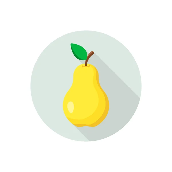 Pear Icon Flat Vector Sign Isolated Circle Background Vector Illustration — Vetor de Stock