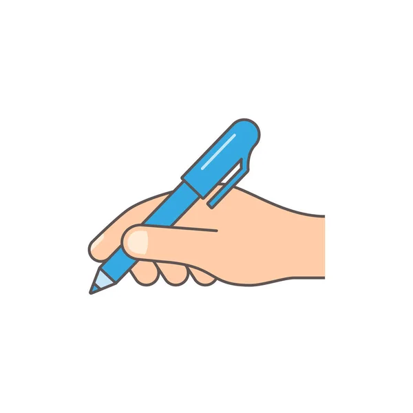 Hand Hold Pen Color Icon Hand Writes Symbol Vector Isolated — Stock Vector