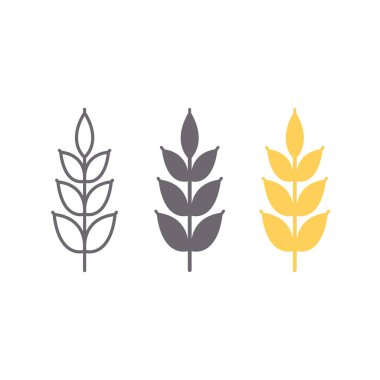 Buğday başakçığı vektör simgesi, organik gıda tasarımı için beyaz tahıl kulak simgesi üzerinde izole edildi.