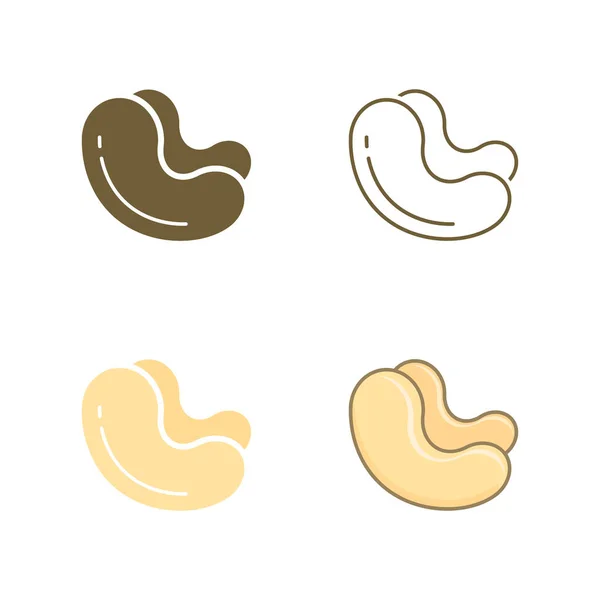 Cashew Icon Set Vector Isolated Nuts Symbol White Background — Stock Vector