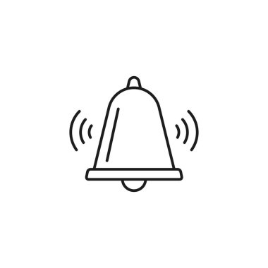 Çan çizgisi simgesi, vektör izole edilmiş ana hat sembolü, alarm, el çanı silueti.