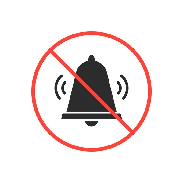 Ningún Icono Sonido Campana Señal Prohibición Ningún Símbolo Ruido Ilustración — Vector de stock