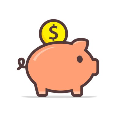 Moneybox domuzcuk banka vektörü izole düz illüstrasyon.