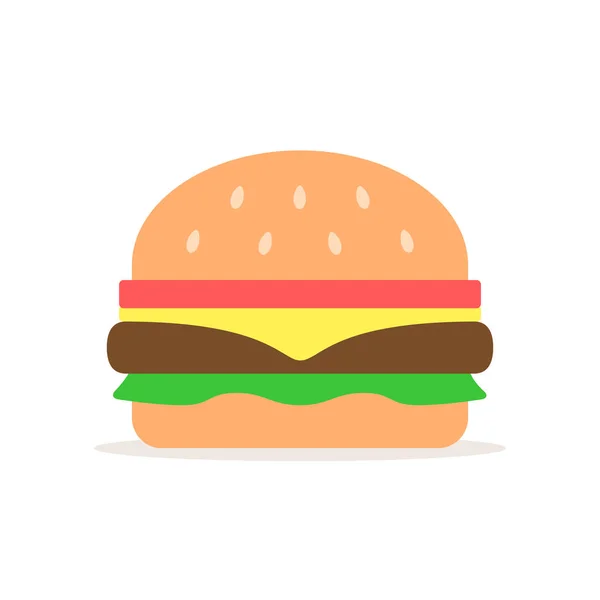 Hamburger Fast Food Ikonu Vektör Düz Izole Çizim — Stok Vektör