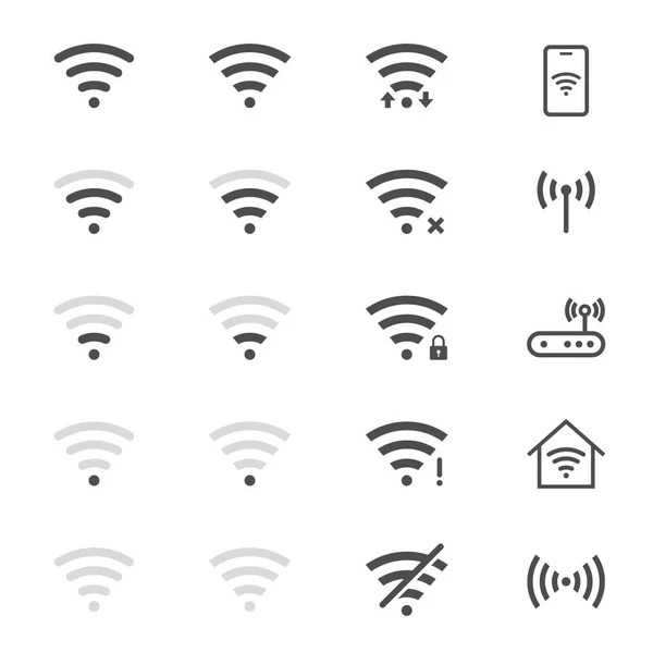 Set Icone Wifi Simbolo Internet Wireless Hotspot Illustrazione Vettoriale — Vettoriale Stock
