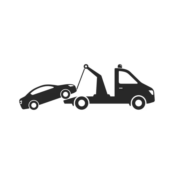 Sleepwagen Auto Slepen Vector Geïsoleerde Pictogram Witte Achtergrond — Stockvector