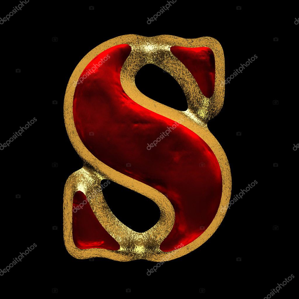 黒の背景に金で赤いベルベットの手紙 ストック写真 C Videodoctor