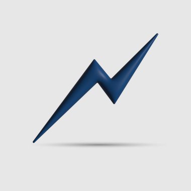 Resim 3D Şimşek düz simgeleri. Basit ikon fırtınası veya gök gürültüsü ve yıldırım çarpması izole edildi.