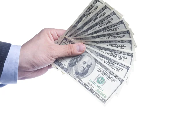 Man's Hand With a Fan Of Dollars — Stock Photo, Image