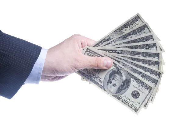 Man's Hand With a Fan Of Dollars — Stock Photo, Image