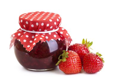 Strawberry jam and fresh berries clipart