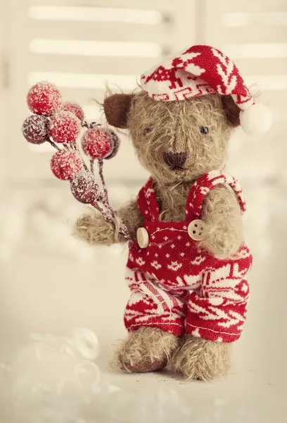 Nallebjörn med santa hatt — Stockfoto