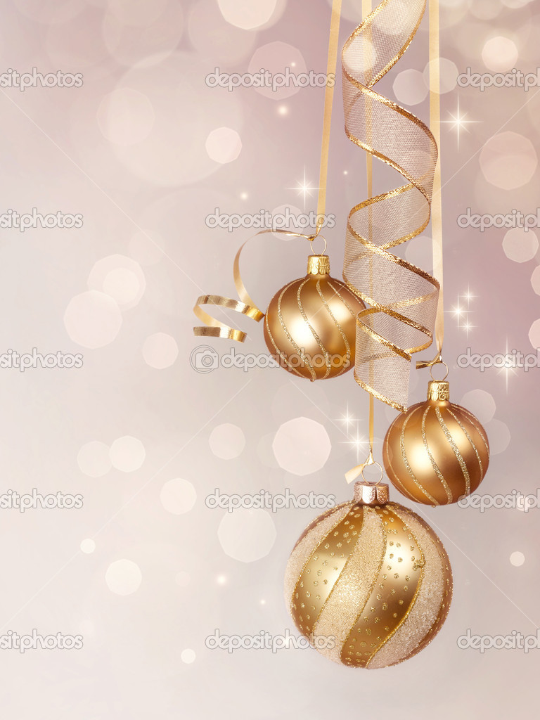 Golden baubles hanging