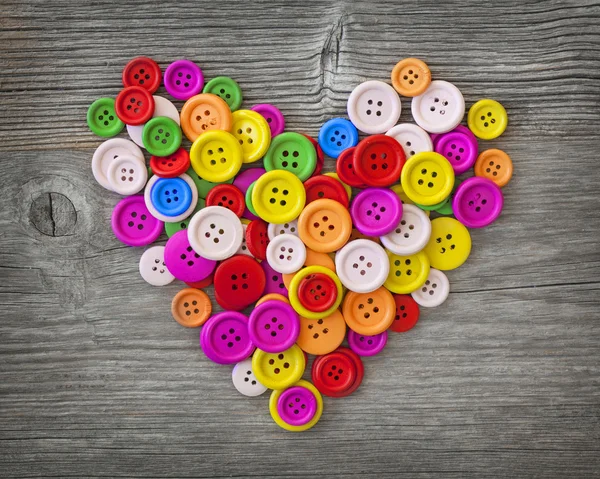 다채로운 단추 심장 — 스톡 사진