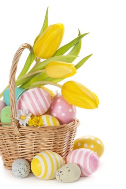 Basket with easter eggs clipart