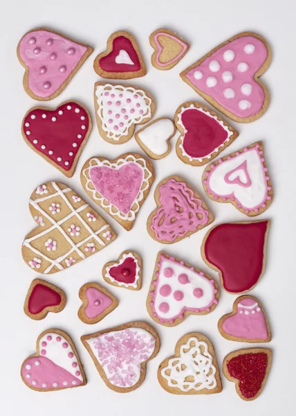 Rote und rosa Herz Kekse — Stockfoto