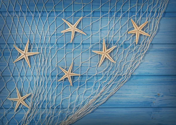 Seastars on the fishing net — Stock Photo, Image