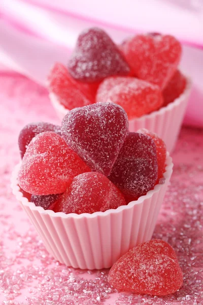 Geleias de frutas corações doces — Fotografia de Stock
