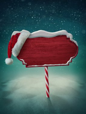 ahşap işareti ve santa şapka