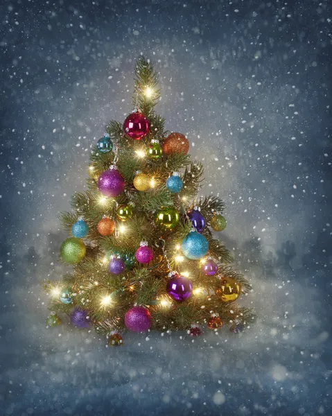 Christmas tree with lights — Stock Photo, Image