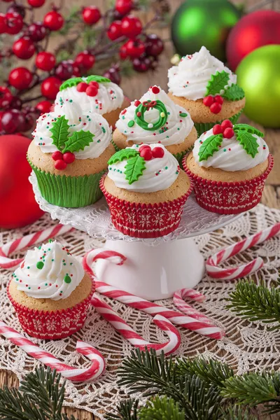 Christmas cup cakes — Stock Photo, Image