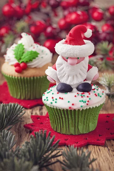 Kerstmis cup cakes — Stockfoto