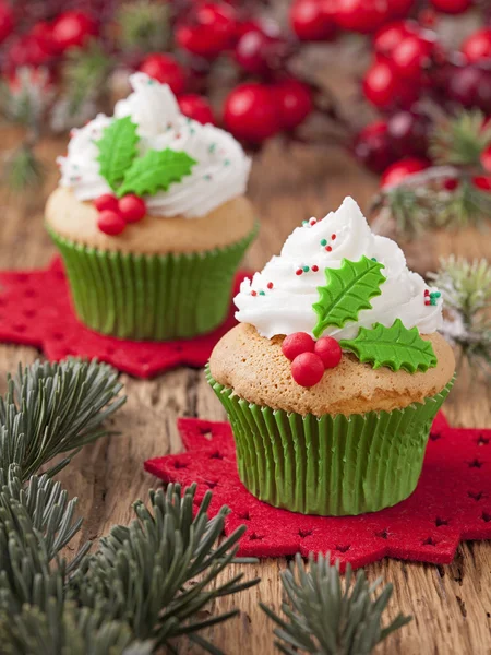 Kerstmis cup cakes — Stockfoto
