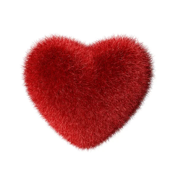 红色毛茸茸的心 — 图库照片