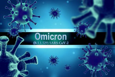 Omicron Variant. Coronavirus Mutation. 3d rendering clipart