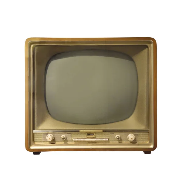 Παλιά Vintage Τηλεόραση Απομονωμένη Λευκό Φόντο — Φωτογραφία Αρχείου
