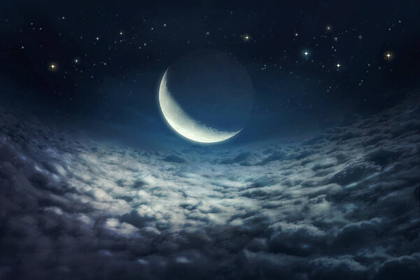 Abstract magic background with half moon