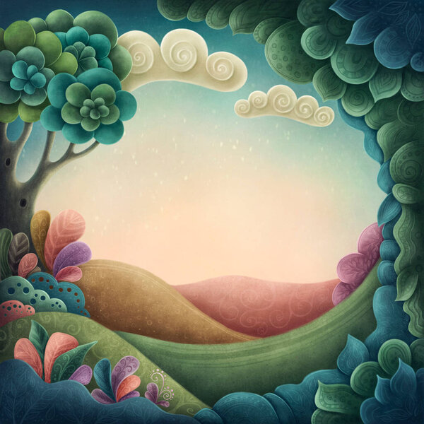 Illustration Magic Landscape Copy Space Royalty Free Stock Images