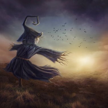 Çayırdaki balkabağı korkuluğu