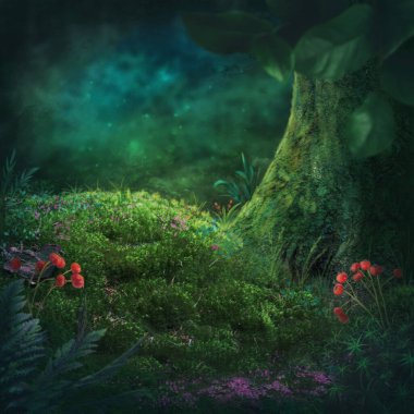 Sihirli orman. Kopyalama alanı olan soyut arkaplan