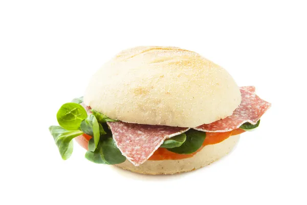 Salami bun — Stock Photo, Image