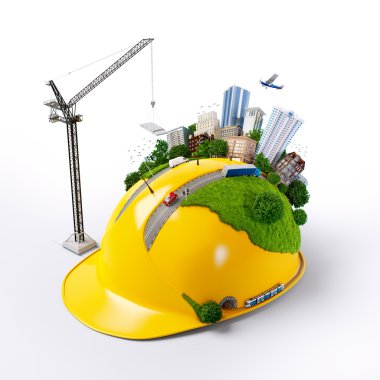 City on the construction helmet.  clipart