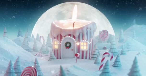 Bonito casa de fadas aconchegante decorado no Natal — Vídeo de Stock