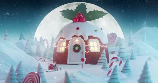 Cute przytulny dom bajki urządzone w Boże Narodzenie — Wideo stockowe