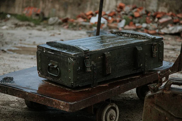 Guerra Della Russia Contro Ucraina Primo Piano Delle Scatole Munite — Foto Stock