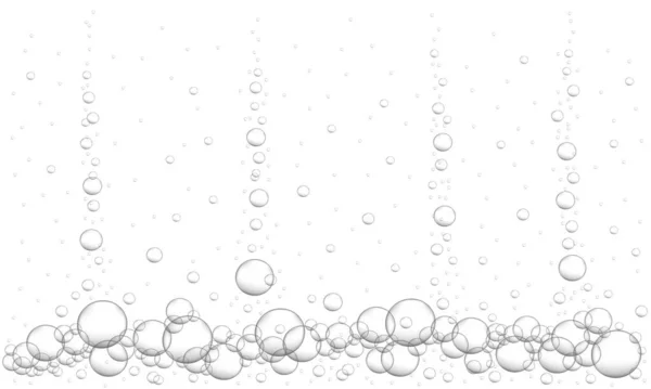 Fondo burbujas submarinas. Bebida gaseosa carbonatada, cerveza, champán, seltzer, cola, refresco, textura de limonada. Corriente de agua de mar o acuario. Ilustración realista vectorial — Vector de stock