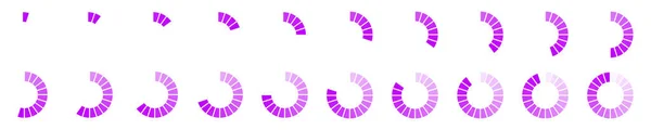 Круглые погрузочные решетки с сегментами от 1 до 20. Прогресс, ожидание или загрузка символов набор. Инфографические элементы анимации для интерфейса сайта — стоковый вектор