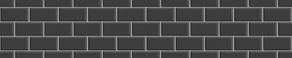 Tuile de métro noir motif sans couture. Métro mur de briques de pierre fond. Dosseret de cuisine ou texture murale en céramique de salle de bain. Illustration vectorielle plate — Image vectorielle