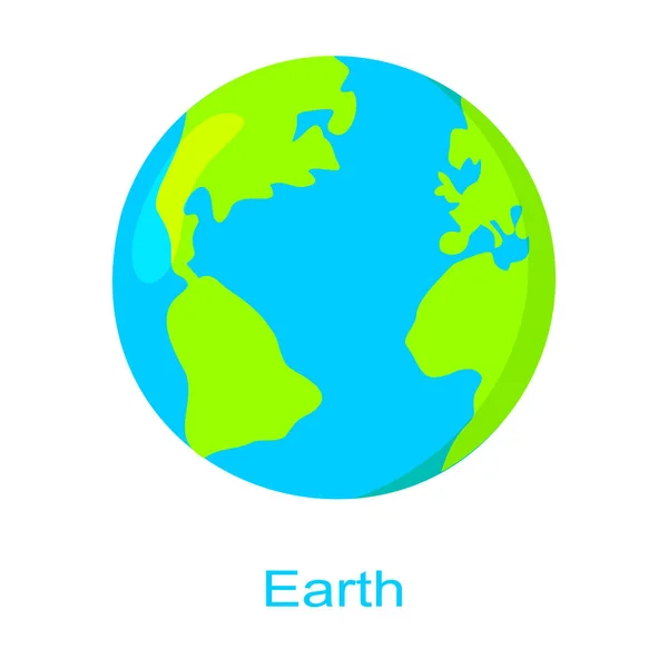 Erd-Planet-Symbol mit Namen isoliert auf weißem Hintergrund. Universelle Elemente oder Sonnensystem. Kinderplaneten. Vektorgrafik — Stockvektor