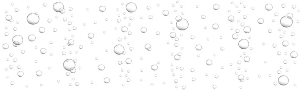 Flux de bulles d'oxygène. Boisson gazeuse pétillante, seltz, bière, soda, cola, limonade, champagne, texture de vin mousseux. Dioxyde de carbone dans l'eau. Illustration vectorielle réaliste — Image vectorielle