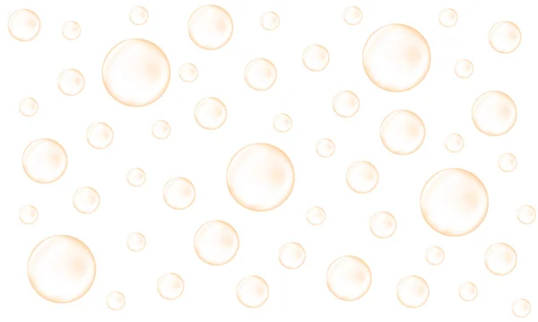 Bulles d'or de champagne, prosecco, seltz, soda, vin mousseux. Texture de boisson carbonatée. Fizzing fond d'eau. Illustration vectorielle réaliste — Image vectorielle