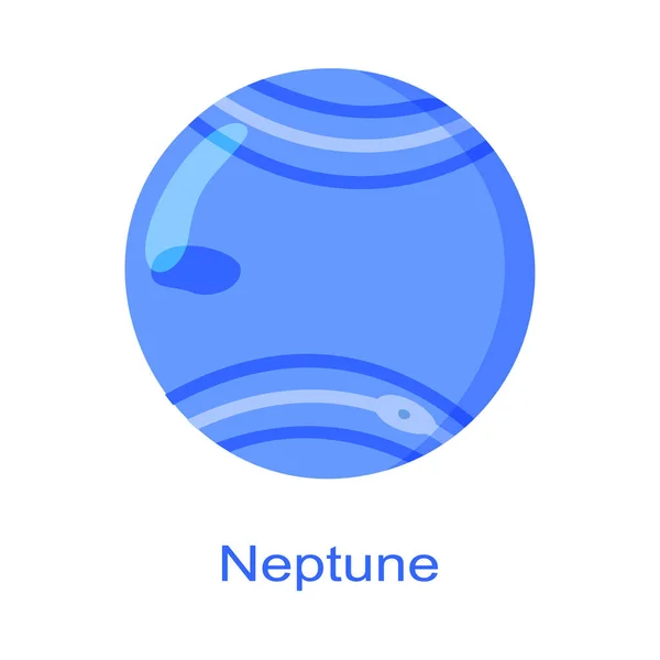 Ícone planeta Neptuno com nome isolado no fundo branco. Elemento do sistema solar. Crianças planetárias. Ilustração dos desenhos animados vetoriais — Vetor de Stock
