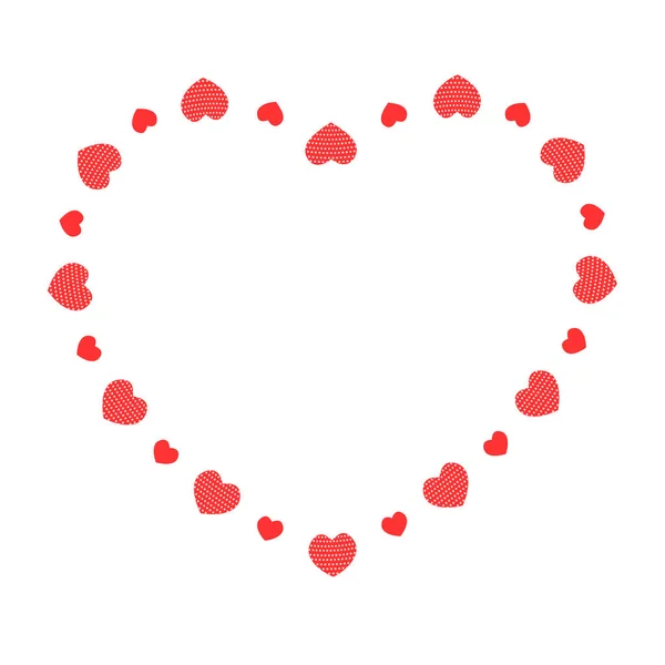 Cadre mignon en forme de coeur avec des coeurs. Modèle pour carte de Saint-Valentin, invitation de mariage, photo, image, bannière. Illustration vectorielle plate — Image vectorielle