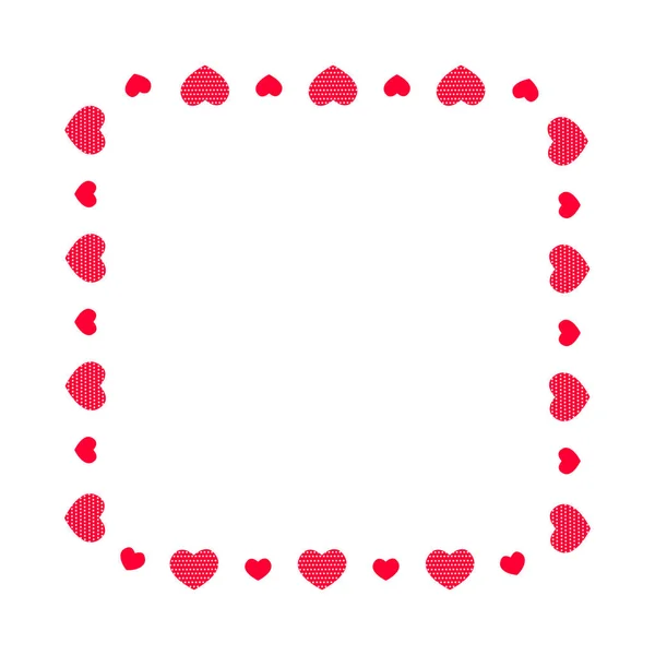Négyzet alakú keret szívekkel. Sablon Valentin napi meghívó kártya, fotó, kép, banner. Vektor lapos illusztráció elszigetelt fehér háttér — Stock Vector