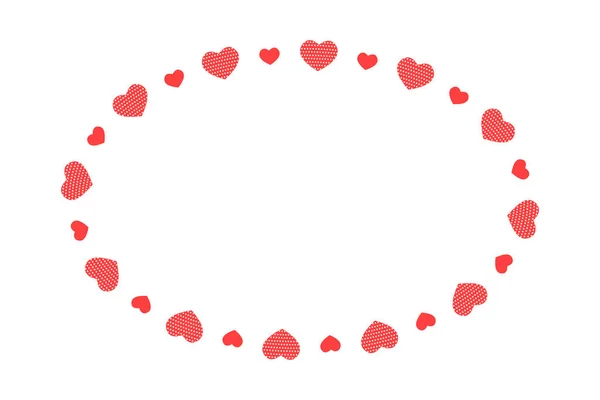 Cadre ovale avec des coeurs. Modèle pour carte de Saint-Valentin, invitation de mariage, photo, image, bannière. Illustration vectorielle plate — Image vectorielle